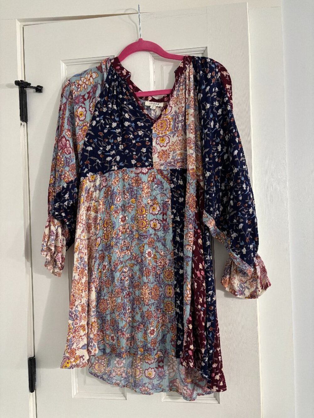 Umgee Patchwork Mixed Floral Babydoll Dress - Small